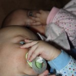 JD holds his eyes and pacifier when she gets drowsy and Holly sucks her thumb!